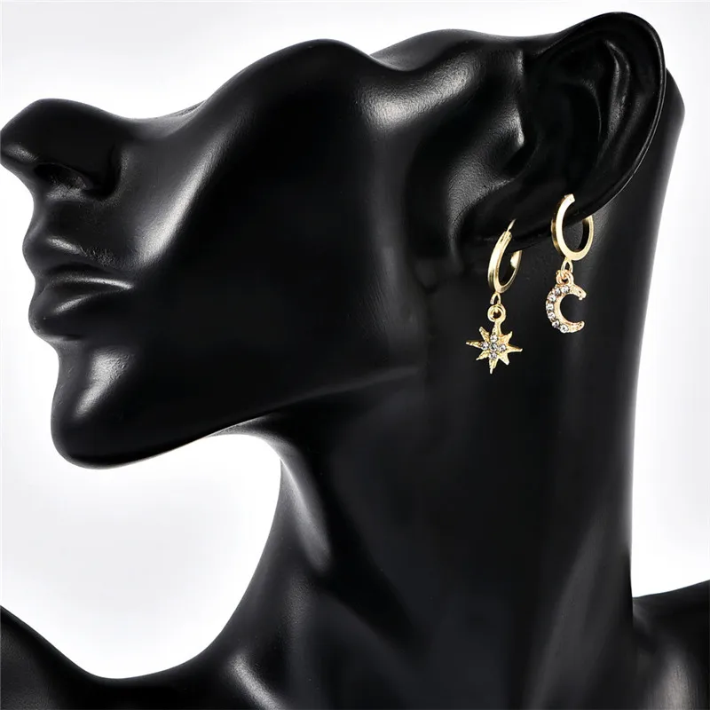 1 пара, модные женские серьги-кольца со стразами и цирконием, шикарный золотой цвет, кулон, маленькие круглые серьги, ювелирные изделия E272