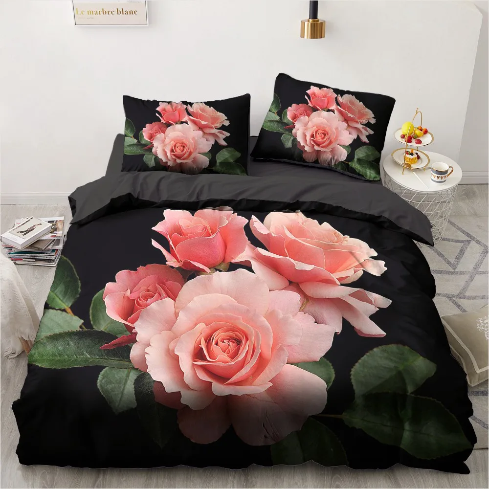 3D Bedding Set Custom Single Double King Size 3PCS Duvet Cover Quilt/Comforter Pillow Case Flowers Bedclothes Microfiber | Дом и сад