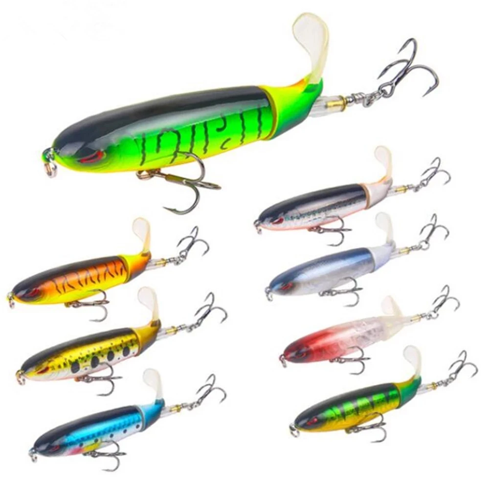 

8pcs Quality Whopper Plopper 100mm/13.2g Top Water Popper Fishing Lure Hard Bait Wobblers Rotating Soft Tail Fishing Tackle