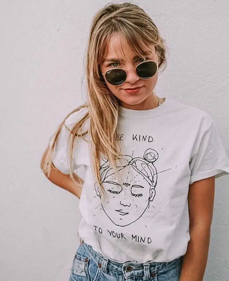 Be Kind To Your Mind Забавные футболки женская футболка с графикой летние круглым вырезом