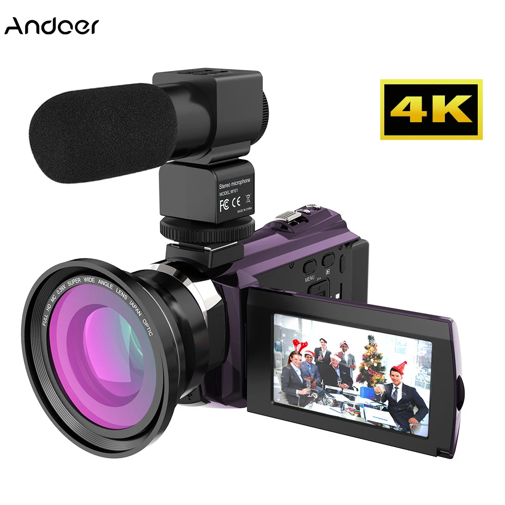 

Andoer 4K 1080P 48MP 16X Zoom Touchscreen WiFi Night Sight Digital Video Camera Camcorder Recorder w/0.39X Macro Lens Microphone