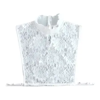 

Ladies Ruffles Turtleneck Fake Collar Sheer Floral Lace Detachable Half-Shirt 449F