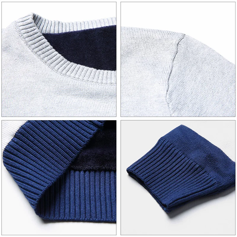 AIRGRACIAS Sweater Men Autumn Winter Warm Mens Knitted Thicken Fleece Sweaters Casual O-Neck Pull Homme Pullover Men Size M-4XL AIRGRACIAS Sweater Men Autumn Winter Warm Mens Knitted Thicken Fleece Sweaters Casual O-Neck Pull Homme Pullover Men Size M-4XL