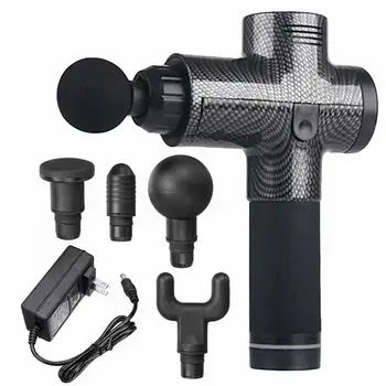 

4 Head Professional Deep Tissue Massage Gun Electric Muscle Massage Gun Therapy Fascia Massage Pistol Neck Body Massager Gun