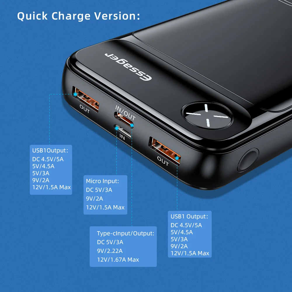 Essager 20000mAh Power Bank PD 20W 20000 mAh Powerbank External Battery Pack Fast Charging Portable Charger For iPhone Poverbank