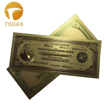 

10pcs/lot US 24k Gold Banknote 1928 Edition 2 Dollars Banknote Colorful Artwork For Collections And Gifts