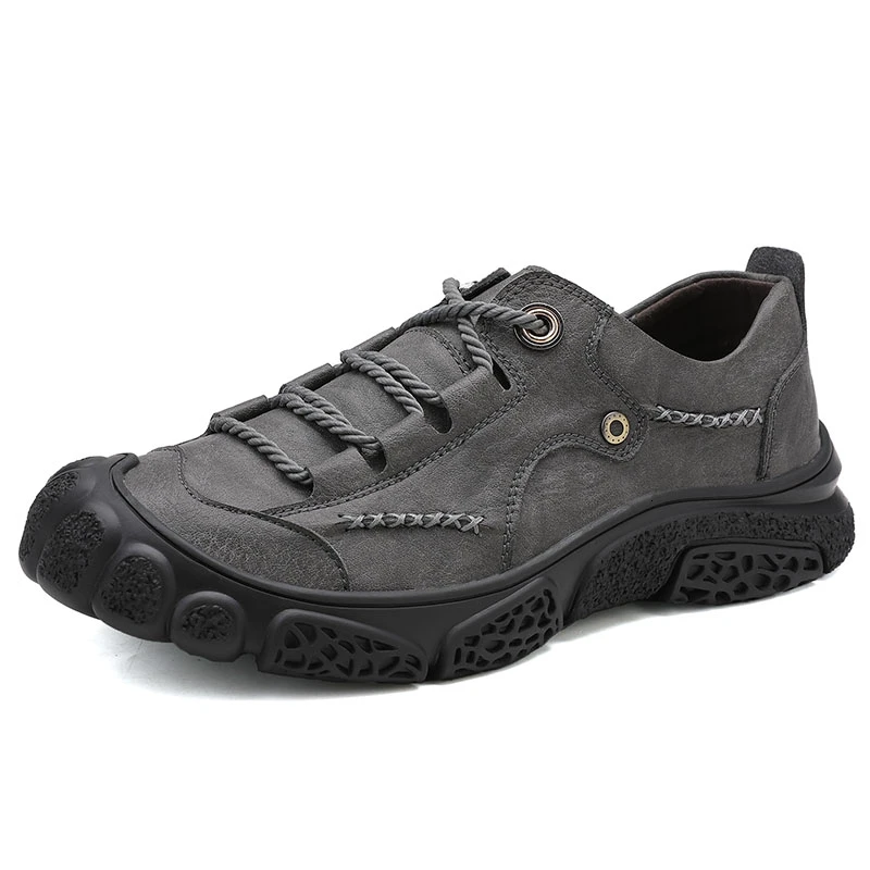 Классические мужские походные кроссовки со шнуровкой, мужские спортивные кроссовки для бега на открытом воздухе, треккинговые кроссовки, дышащий армейский пустынный тренировочный противоскользящие ботинки - Цвет: Gray