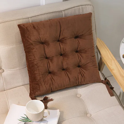 Coffee Crystal Velvet Chair Back Cushions Winter Warm Pillow Home Kitchen Decor Seat Mat Popular Modern Sofa Car Seat Pad Thick Cushion - Color: Coffee