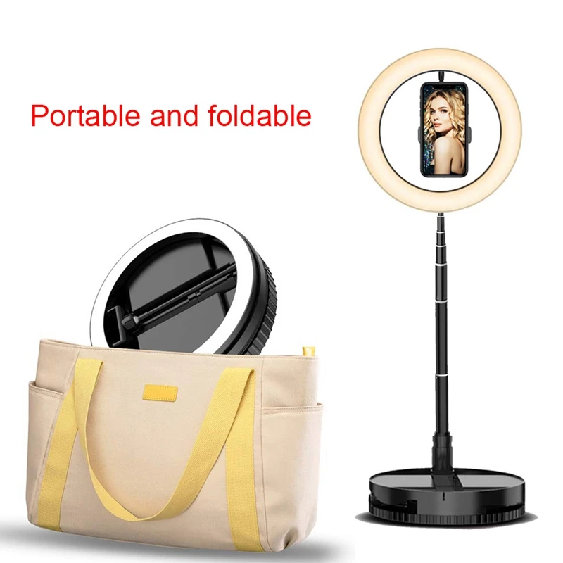 

FFYY-Retractable LED Selfie Ring Light with Stand and Phone Holder Stretch Portable for Outdoor/Live Stream/Makeup