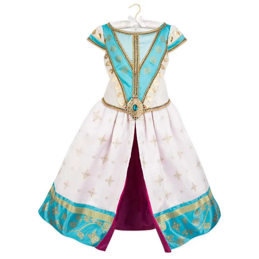 

New Movie Aladdin Jasmine Princess Embroidery Cosplay Costume Girls Halloween Stage Costume Gift Drop Ship