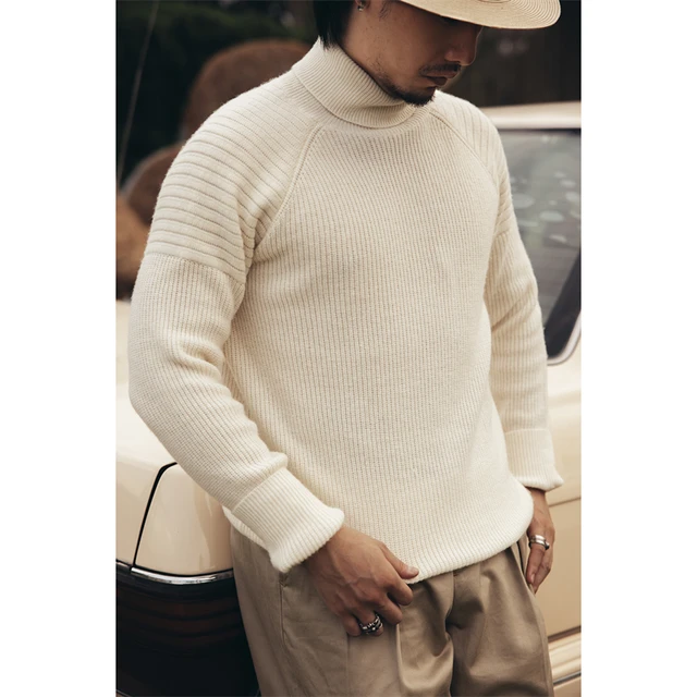 Merino Wool Pullover Winter Men Knit 