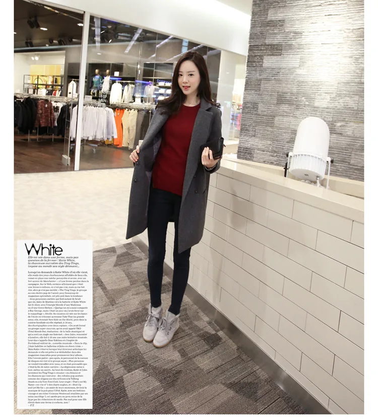 Spring And Autumn Korean-style Woolen Jacket Mid-length Duffle Coat Slim Fit Slimming Versatile Students Women's