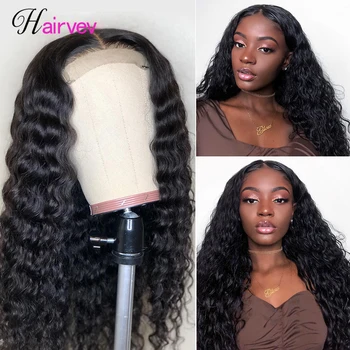 

Hairvev Hair Lace Front 13x4 Deep Wave Wig 100% Human Hair Wigs For Women Brazilian Remy Hair 150% Density PrePlucked Human Hair