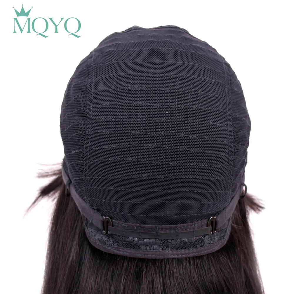 MQYQ малазийские волнистые человеческие волосы парики с регулируемой челкой 14 дюймов Короткие парики машина натуральный цвет не Реми парики