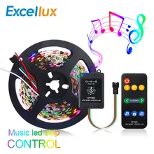Bande lumineuse RGB Led, couleur arc-en-ciel, 12V DC, avec contrôleur de synchronisation de musique, bande led numérique ws2811 5050, adressable, 1-5M