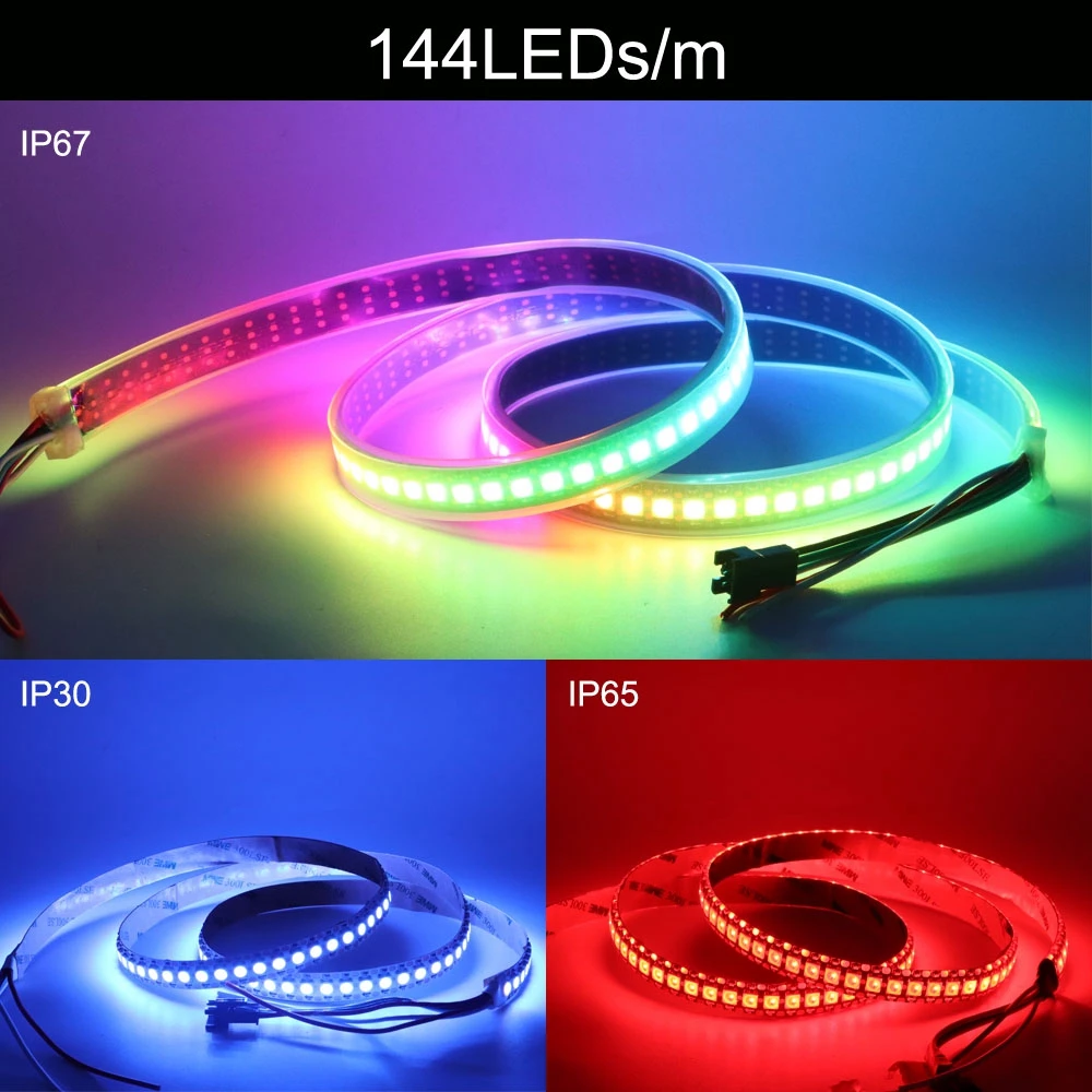 SK6812 RGBW(Similar WS2812B) 4 In 1 30/60/144 Leds/Pixels/m Individual Addressable Led Strip Light Tape IP30/IP65/IP67 DC5V