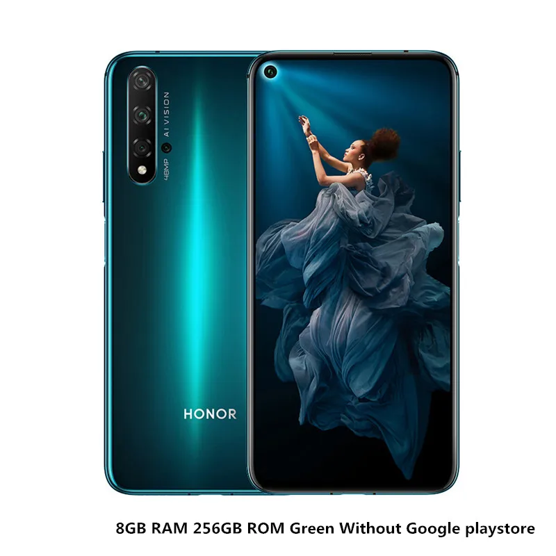 Мобильный телефон Honor 20, 8 ГБ, 128 ГБ, 6,26 дюймов, NFC, 48 Мп+ 16 МП, камера Kirin 980, Восьмиядерный, Android 9, супер зарядка, 3750 мАч, мобильный телефон - Цвет: 8GB 256GB Green No P