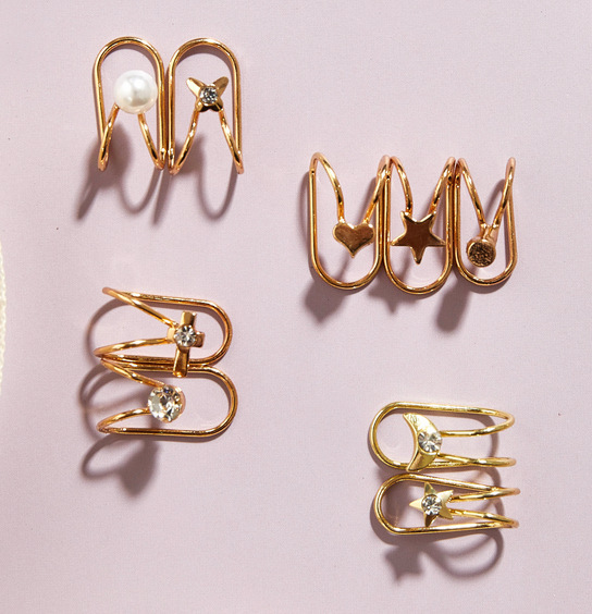 5Pcs/Set Ear Cuff Gold Leaves Non-Piercing Ear Clips Fake Cartilage Earring Jewelry For Women Men