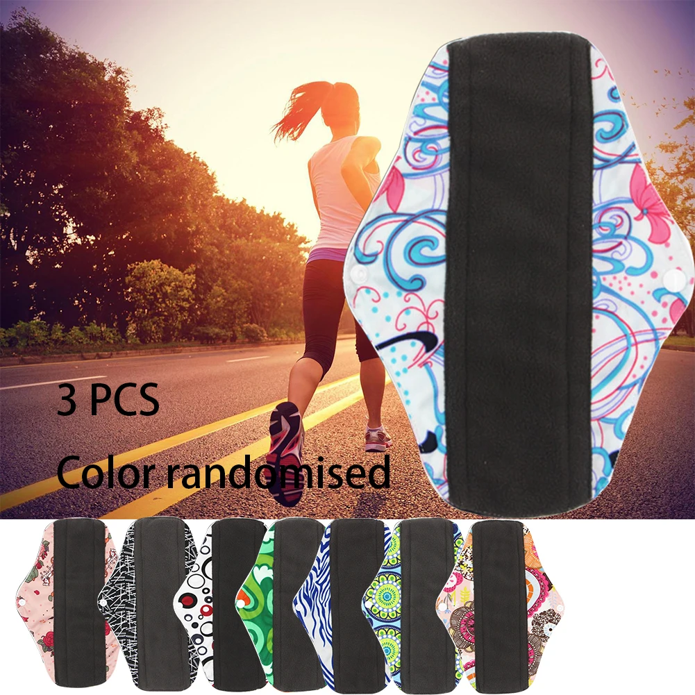 3pcs Portable Postpartum Bleeding Travel Breathable Mama Towel Reusable Charcoal Bamboo Menstrual Pad Super Absorbent Washable