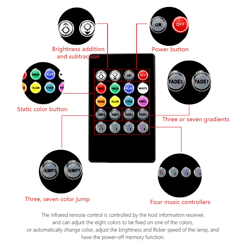 CARCTR 4 шт. 9 светодиодный ных лент разноцветные RGB управление звуком автомобильные