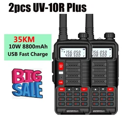 Walkie talkie 10W 8800mah, 2 pièces, puissant boafeng uv 10R plus vhf uhf radio pour voiture, camionneur, équipement de communication radio marine 
