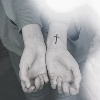 

Waterproof Temporary Tattoo Sticker small cross tattoo on finger water transfer flash tattoo fake tattoo for girl women men