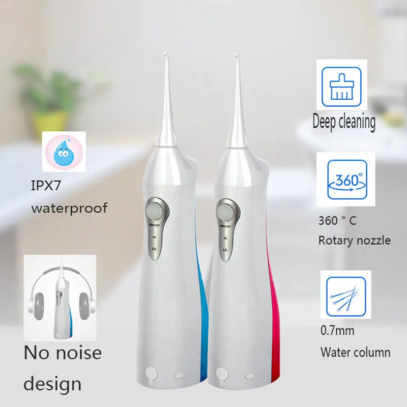 Rechargeable Water Flossing Portable Oral Irrigator Tooth Cleaning Oral Floss Water Jet Flusher Dental Care Tool(Blue