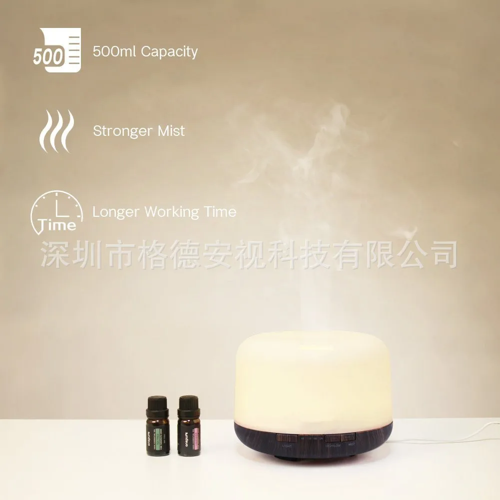 500 мл, с деревянным зерном, MUJI-style, с дистанционным управлением, ароматерапия, увлажнитель, эфирное масло, арома-диффузор