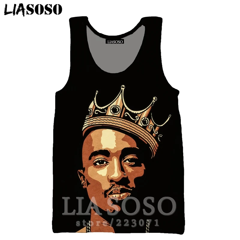 8 2Pac жилет LIASOSO Забавный для мужчин и женщин Аниме Толстовка 3D принт Рэппер О образным вырезом майка без рукавов хип хоп Уличный пуловер A295 - Цвет: 8
