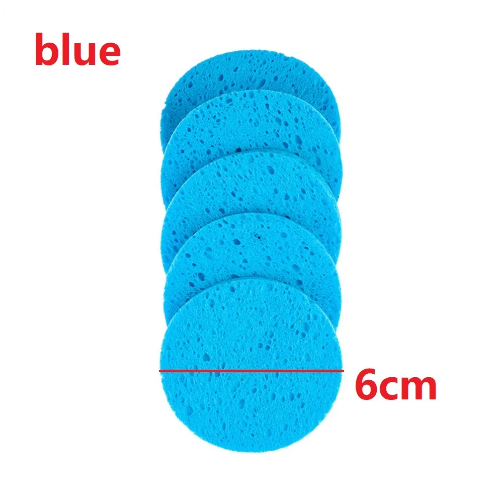 5 шт./упак. в 3 размерах; натуральная древесная масса губки и целлюлозная губка средства ухода за кожей Очиститель для лица Уход за кожей лица пусковой площадки мытья компресс буфами на рукавах - Цвет: blue 6cm