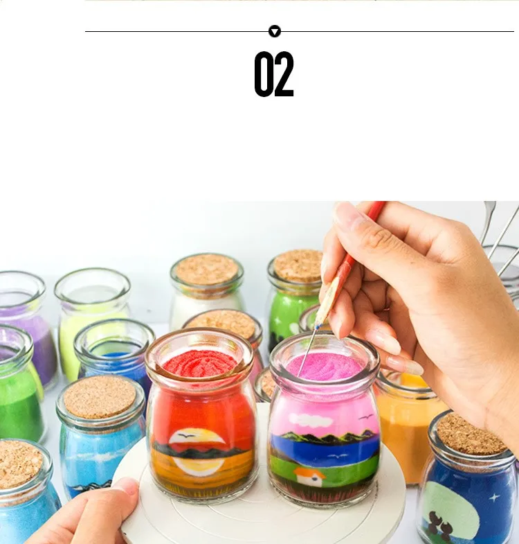 7.5*5.5CM Creative Handmade Colored Sand Bottle Painting Educational Toys DIY Home Decor Best Birthday Gift for Boys and Girls