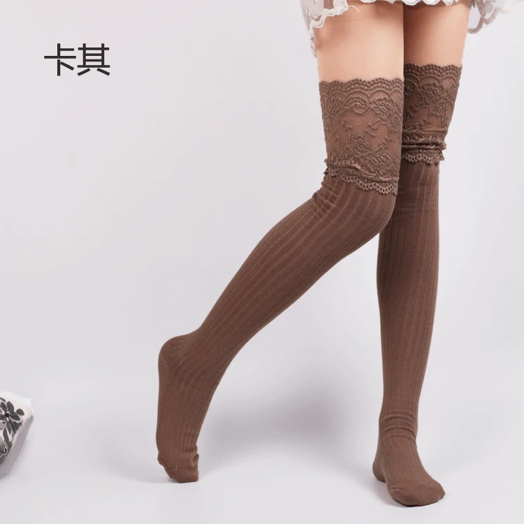 Hot Selling Supply Of Goods Spring And Autumn Cotton Knitted Foot Sock Leg Sleeve Lace over-the-Knee Stockings Bunching Socks