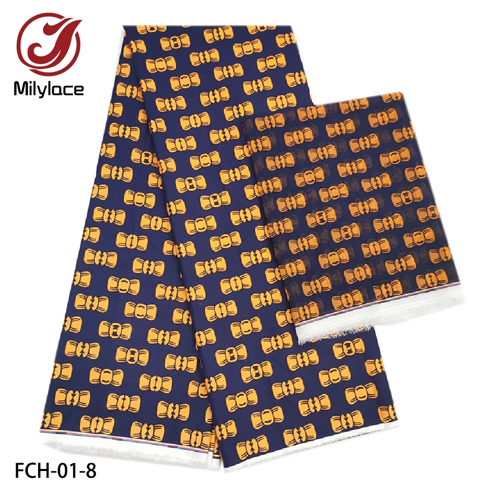 New African Printing Unique Tiancy Fabric Stretch Fabric 4 yards+ 2 yards Printing Chiffon Fabric for clothing FCH-01
