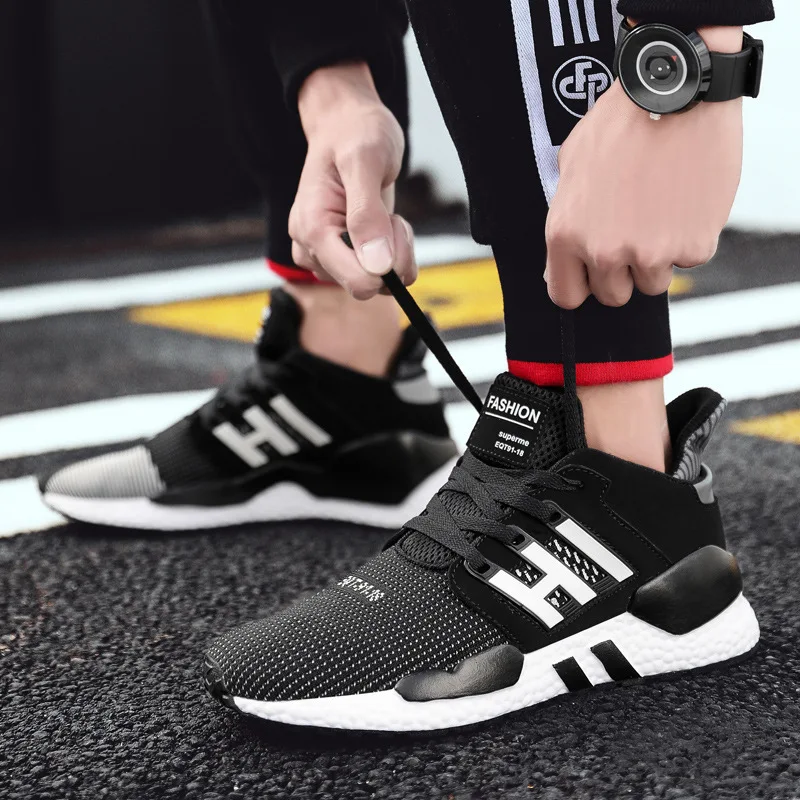 

2019 Spring New Style Men Fly Weaving Casual Shoes Korean-style MEN'S SHOES Breathable Athletic Shoes Trend Running Shoes Large