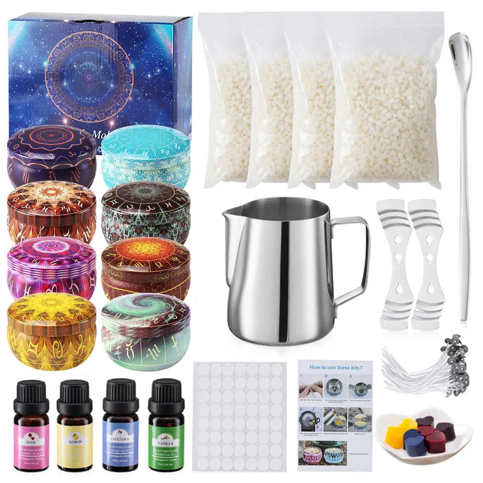 Candle Diy Making Kit Supplies Includes 600ml Melting Pot Beeswax