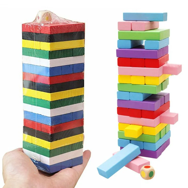 

Wooden Stacking Board Games Building Blocks for Kids - 48 Pcs Or 54Pcs