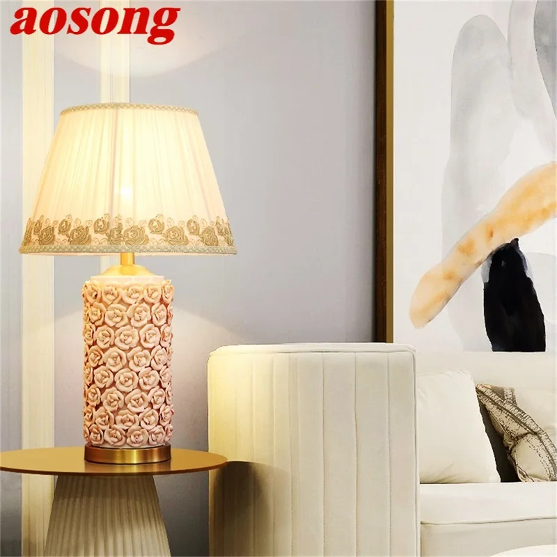 Керамические настольные лампы AOSONG роскошный декоративный светильник в виде розы