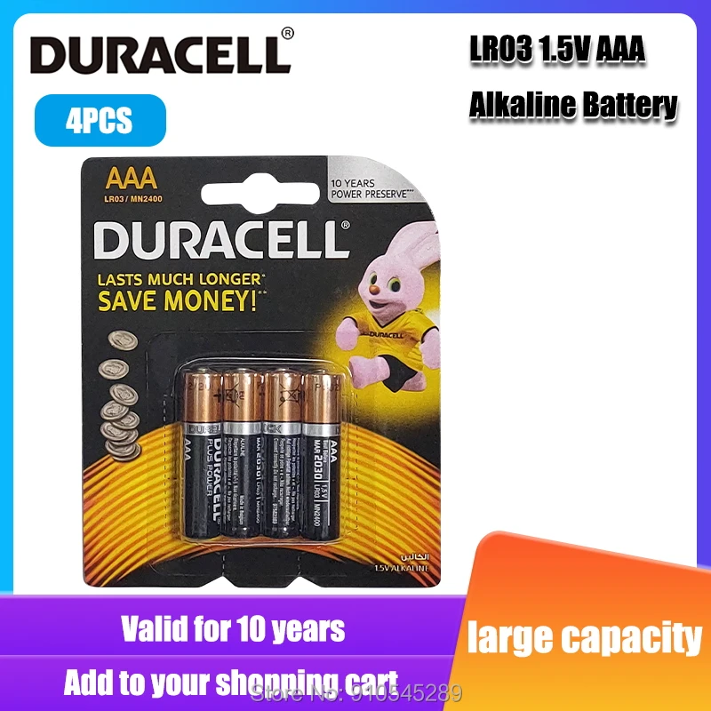 4PCS DURACELL Original 1.5V AAA LR03 Alkaline Battery For Electric toothbrush Toy Flashlight Remote control Dry Primary Cell | Электроника