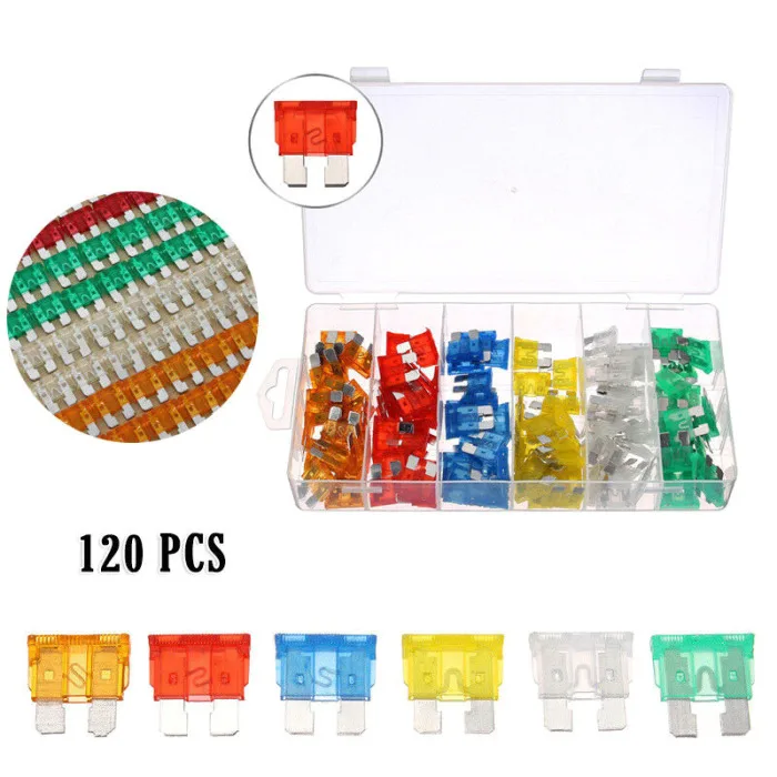 120pcs Car Fuse Boxed Assortment Plug-in Fuses for Trucks RV Auto SUV Boat Motorcycle C44