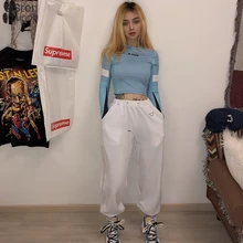 Sisterlinda Fashion Mesh Cargo Pants Women Hight Waist Drawstring Jogger Pants Elasticity Sports Pants Mujer Sweatpants Women