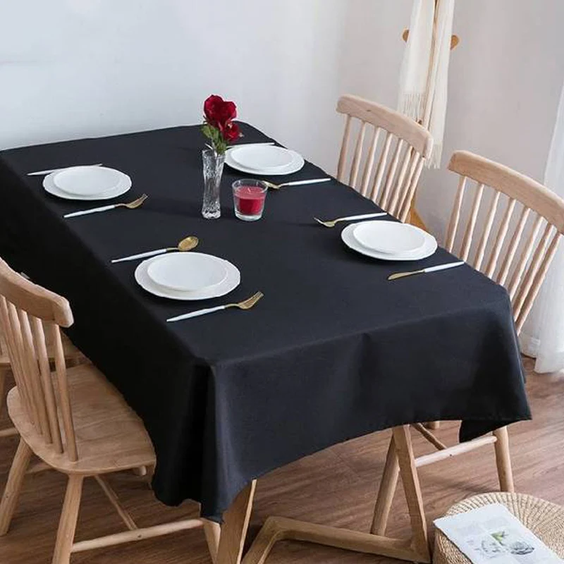 Черная одноцветная ткань хлопок и лен персонализированные скатерть свадебная для круглого стола квадратная скатерть