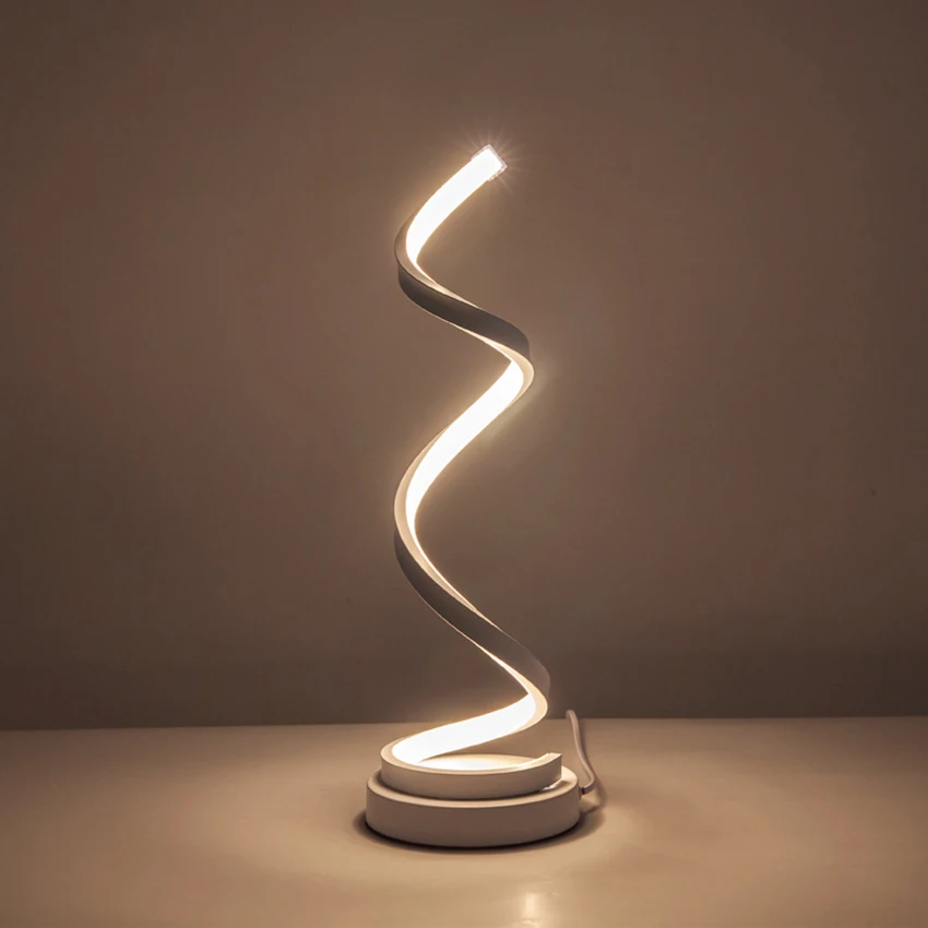 Спиральный светодиодный настольный светильник 20 Вт акриловая Настольная лампа с современным дизайном, белый/теплый/нейтральный светильник, прикроватная лампа для спальни