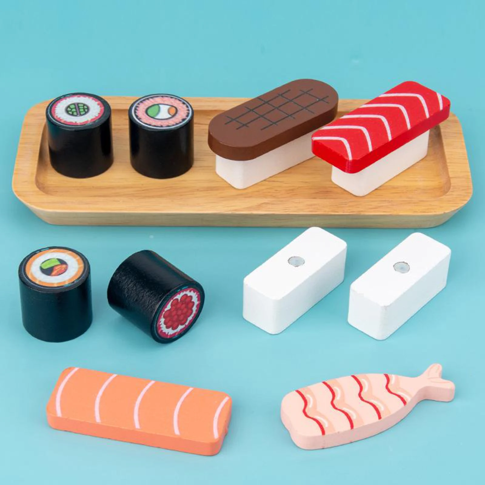 Educational Wooden Toys Sushi Set Gift Box Children Cooking Role Play