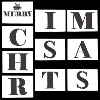 

10pcs/set Uppercase Letter Merry Christmas Stencils Templates DIY Painting Scrapbooking Stamp Album Embossing