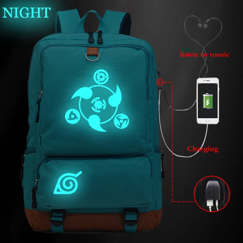 Унисекс Наруто печать usb зарядка Bookbag веселый рюкзак для мальчиков/девочек Студенческая Школьная Сумка подростковая повседневная большая сумка - Цвет: 807usb-ff-1122-10(3)