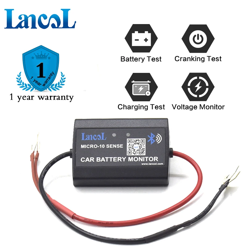 Lancol MICRO10A New Version Bluetooth Battery Monitor Tester System Monitor Digital Battery Analyzer Load Tester 12V