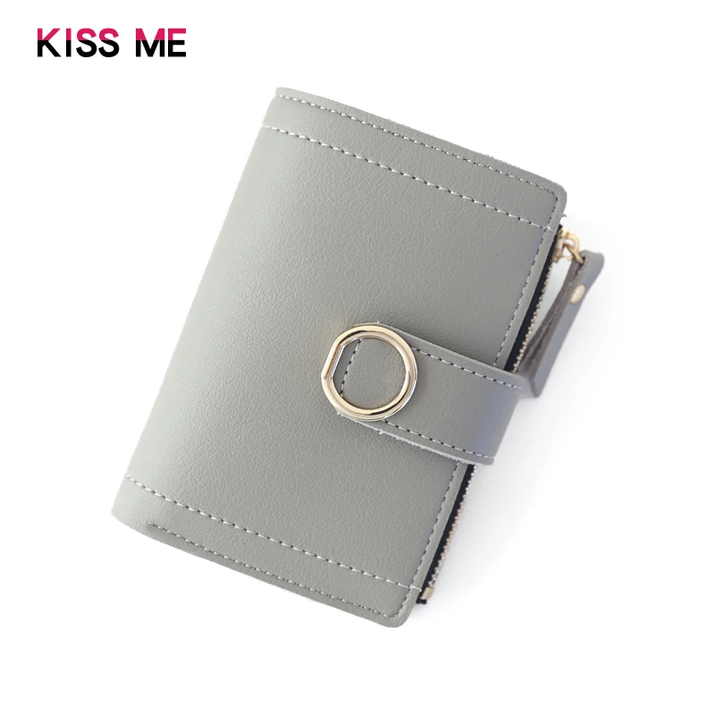 

KISS ME Ring Simple Small Wallet Zipper Buckle Coin Purses Short Wallets 1PCS