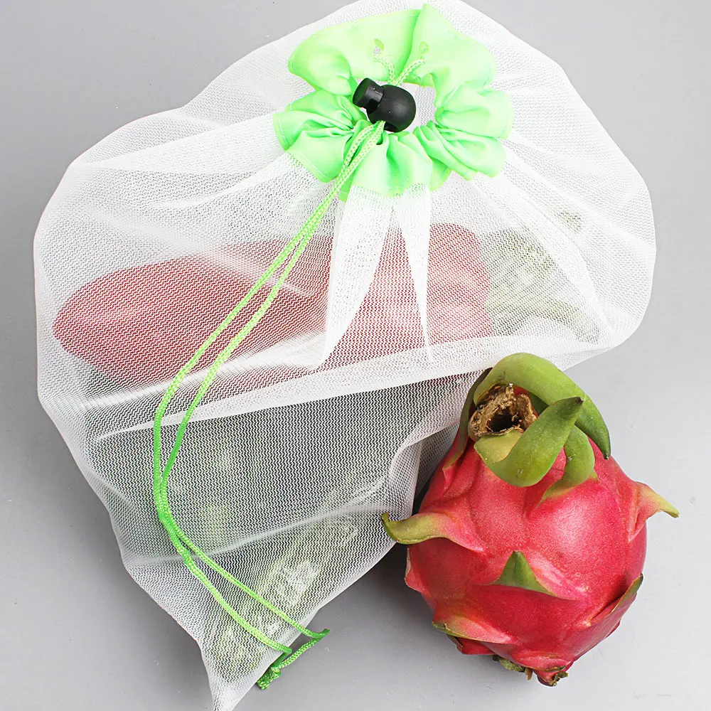 

3 Colors Hanging Baskets Reusable Mesh Produce Bags Multi-Size Holder Case Home Supplies Handmade Organizer Fruit Net Bag