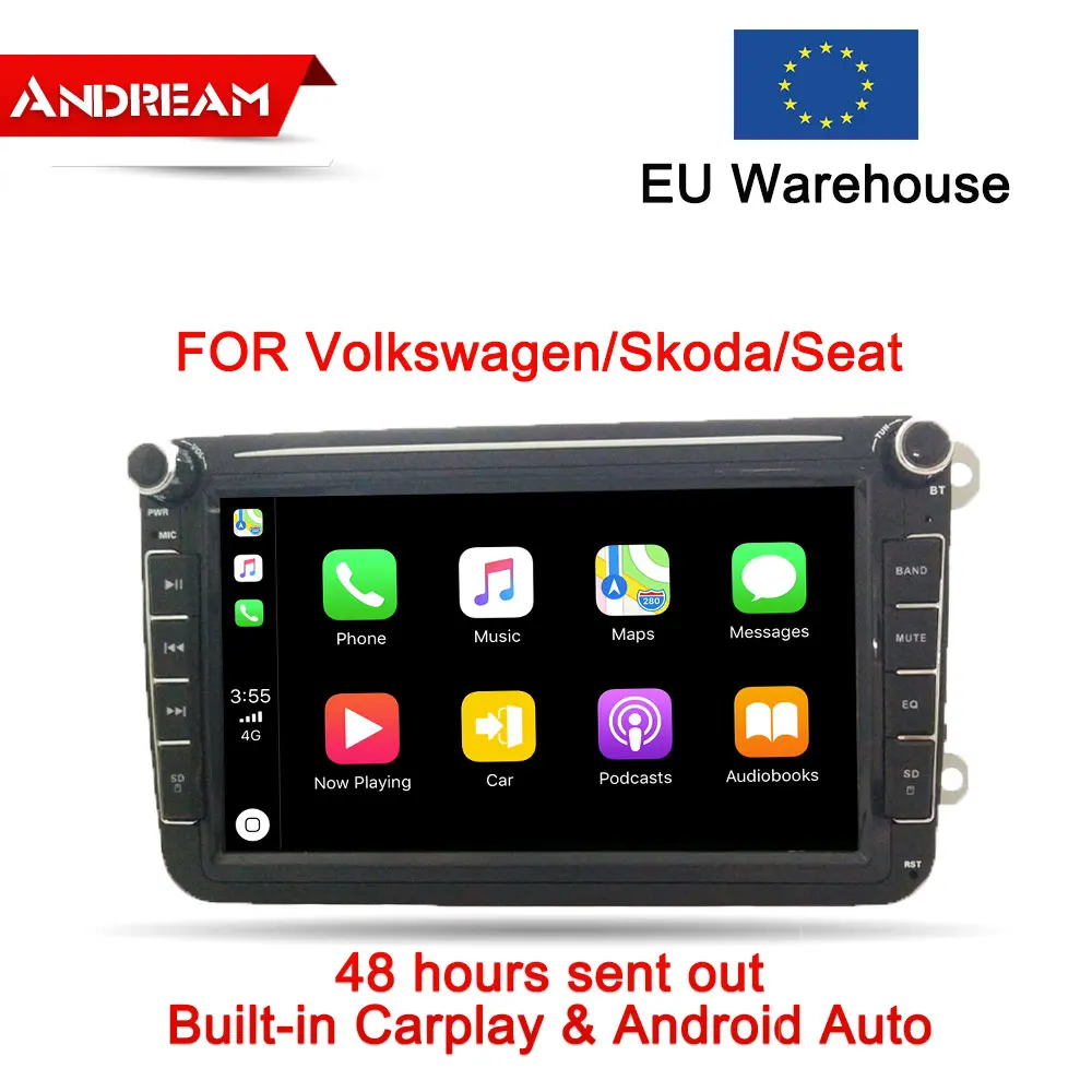ЕС " 2 Din стерео радио с CarPlay и Android авто для VW POLO PASSAT TOURAN Golf 5 6 Skoda Seat Leon B6