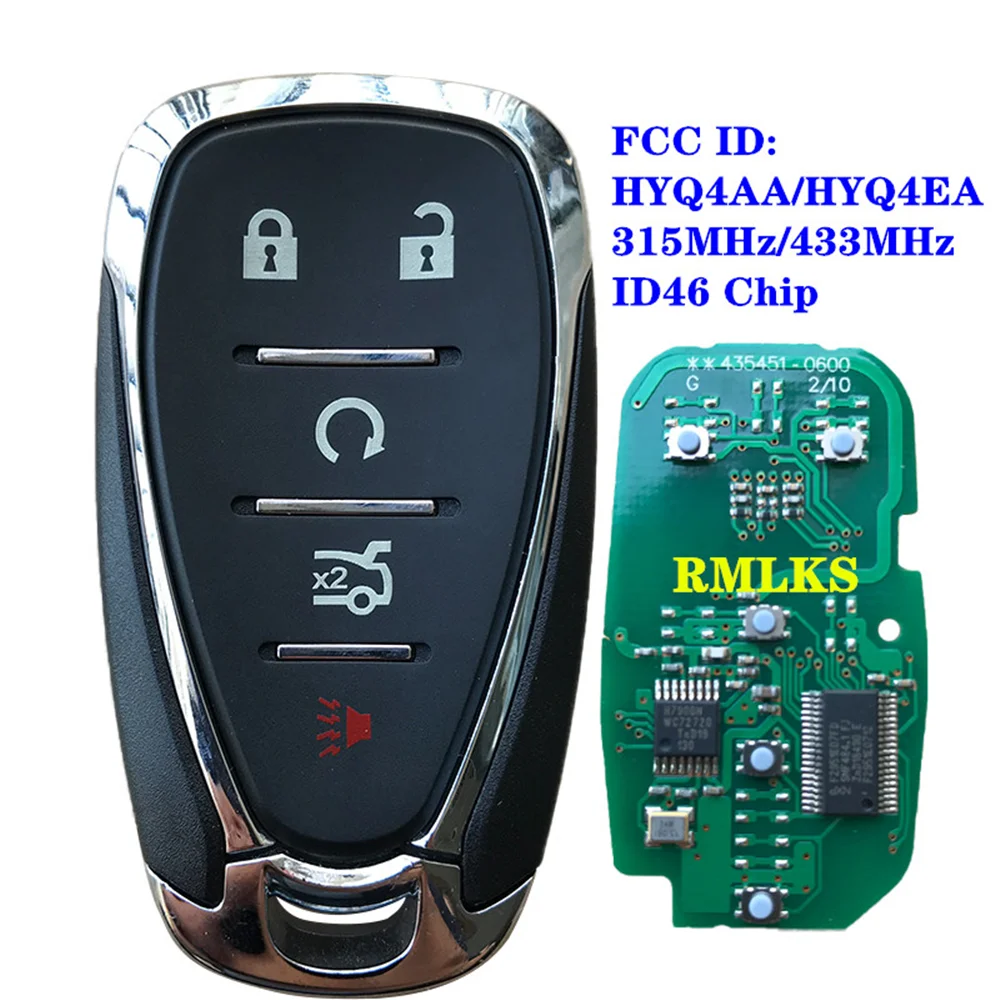 Умный дистанционный ключ 315 МГц 433 МГц ID46 для Chevrolet Cruze Malibu Camaro FCC: HYQ4AA 1551A-4AA P/N: 13508769